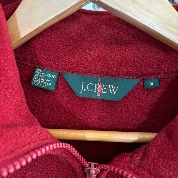 J. Crew Zip-Up Sweater fleece pullover 1/4 zip mens small Burgundy red cabincore - Picture 2 of 6